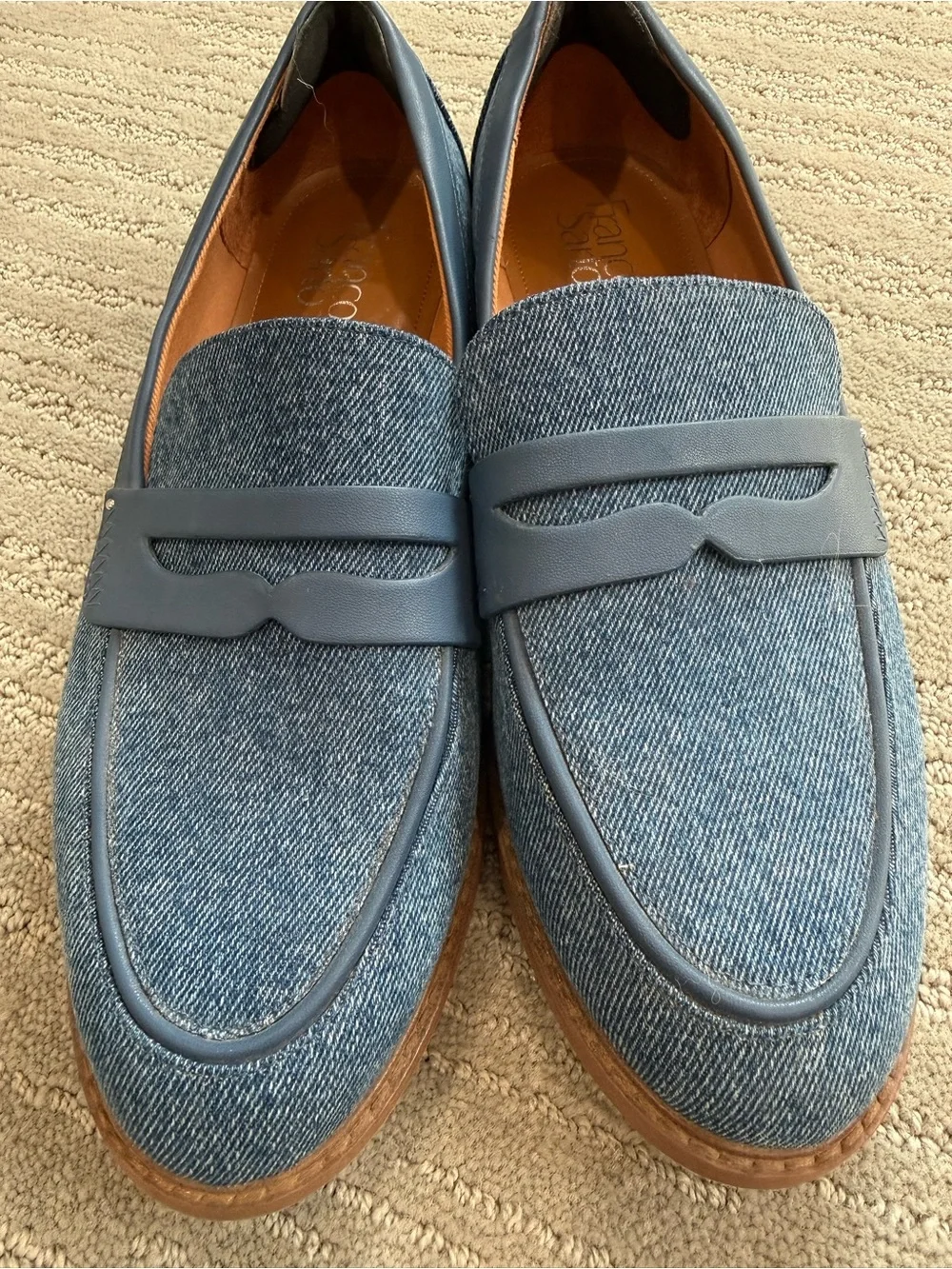 Franco Sarto Denim Chrissy Penny Loafers Blue Women’s 10W Wide